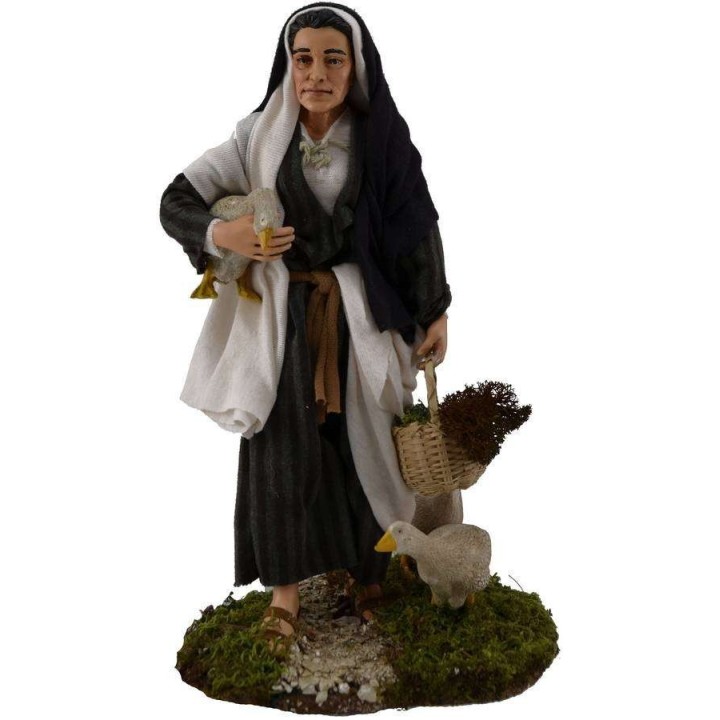 Old woman with geese 30 cm
