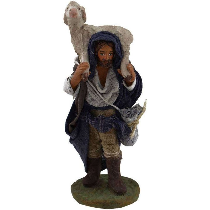 Shepherd with sheep on shoulders 12 cm