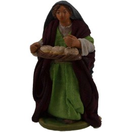 Mujer con cesta de pan 10 cm