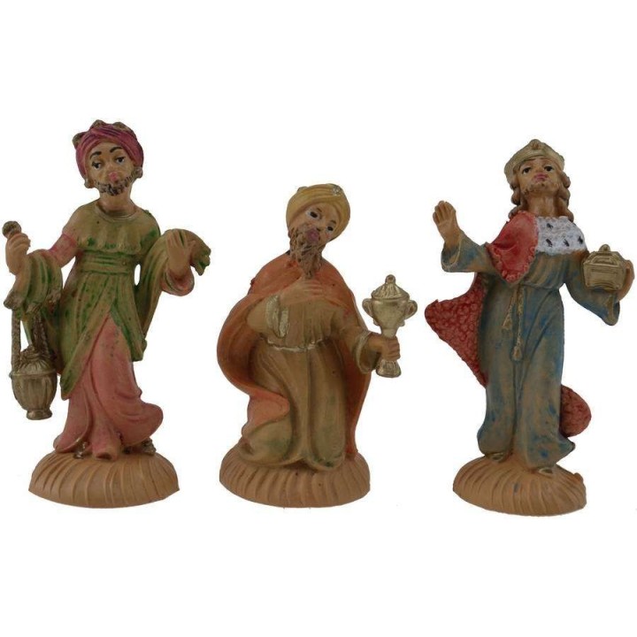 6 cm Set tres Reyes Magos en pvc lux