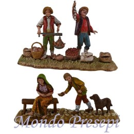 Set 2 gruppi mendicanti e ortolani 10 cm Landi Moranduzzo