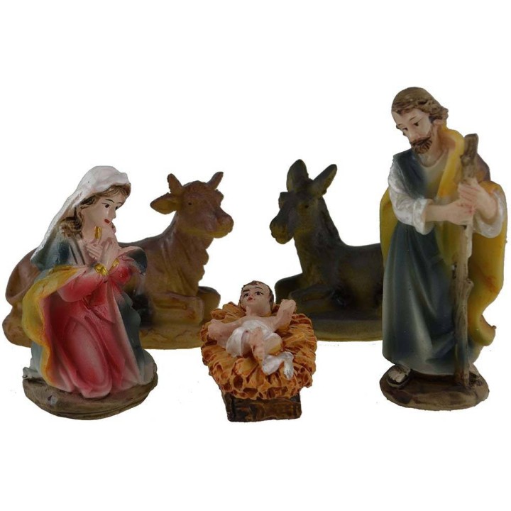 Set 8 cm Natività, tre Re magi, Pastore e Pecora