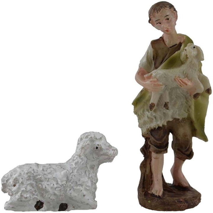 Set 8 cm Natività, tre Re magi, Pastore e Pecora