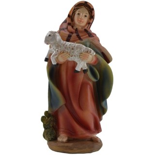 Pastorella con agnello 15 cm in resina presepe