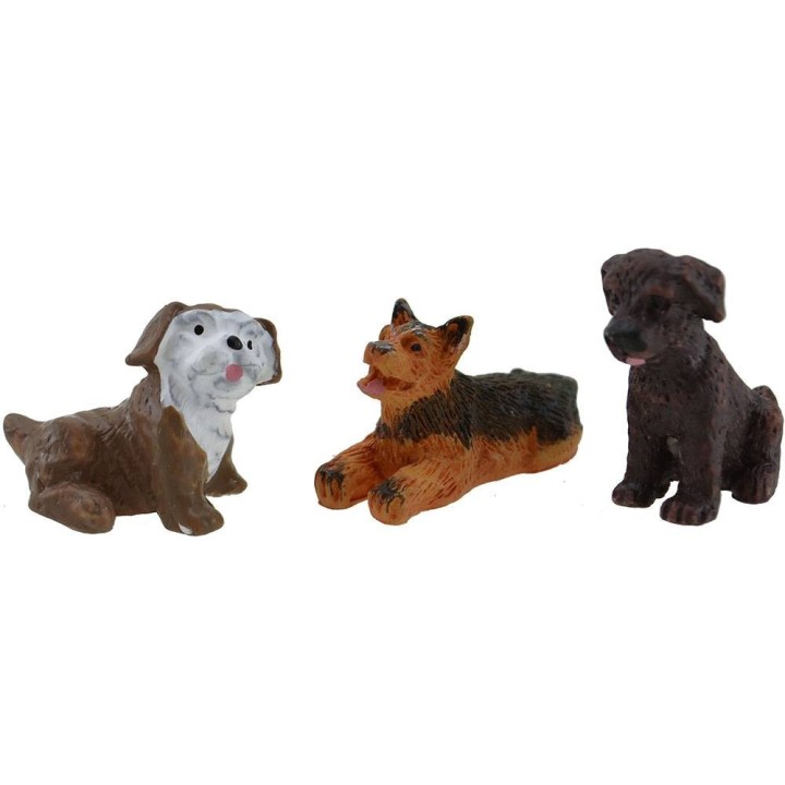 Conjunto de 3 perros de resina