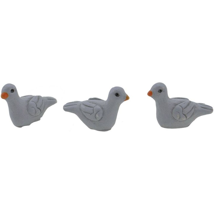 Set 3 colombe grige 2,5 cm