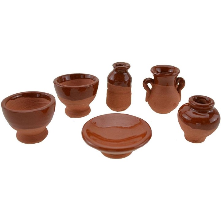 Set of 6 terracotta amphorae 2-2.5-3 cm