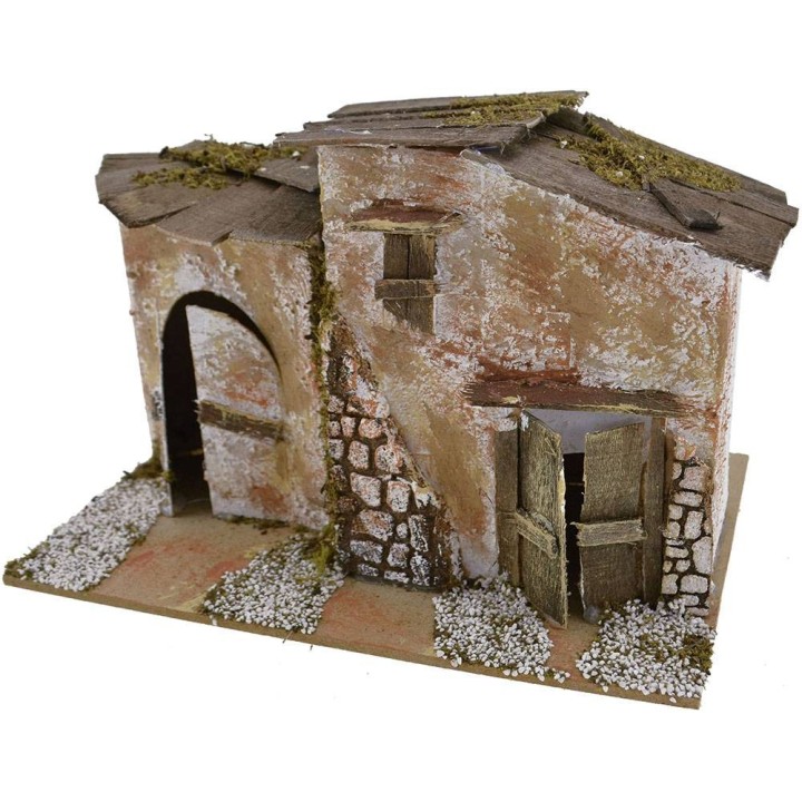 Casa rústica para belén de 20x14x13 cm h.