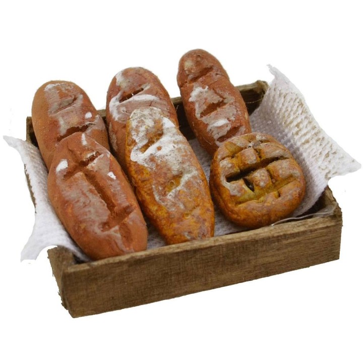 Cassetta con tovaglia e pane
