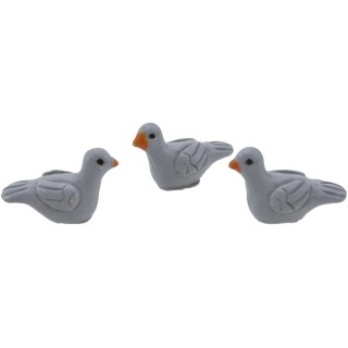 Conjunto de 3 palomas grises de 2,5 cm