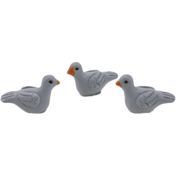Conjunto de 3 palomas grises de 2,5 cm