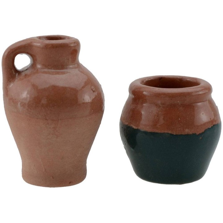 Set of 2 glazed amphoras cm 2.5 h. 