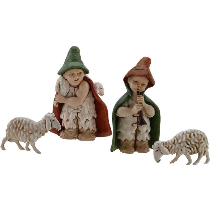 Juego de 2 estatuas y 2 ovejas para belén infantil 7 cm Landi
