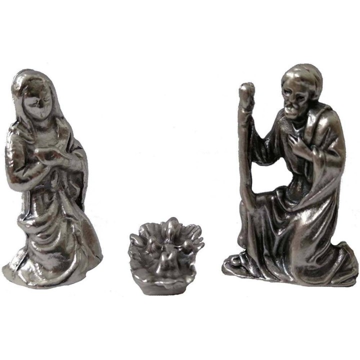 Natividad de 2,9 cm en metal con 3 figuras