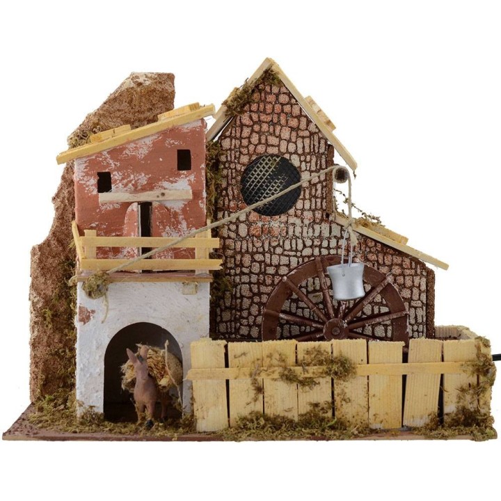 Water mill with house cm 33x18x26 h.