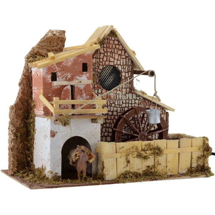 Water mill with house cm 33x18x26 h.