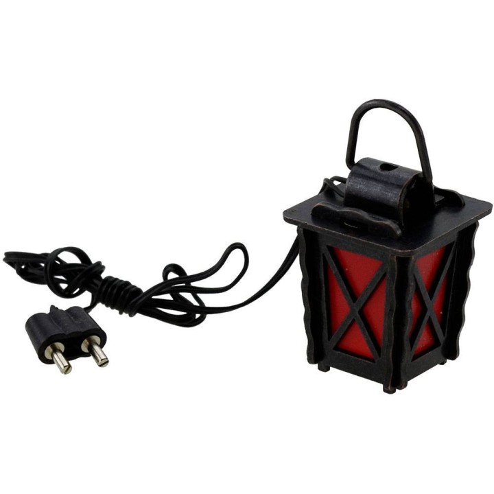 Lantern in metal with red light LED cm 3x3x4 h.