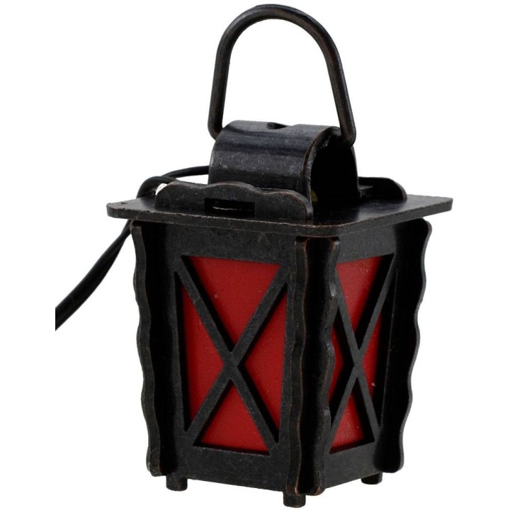 Lantern in metal with red light LED cm 3x3x4 h.