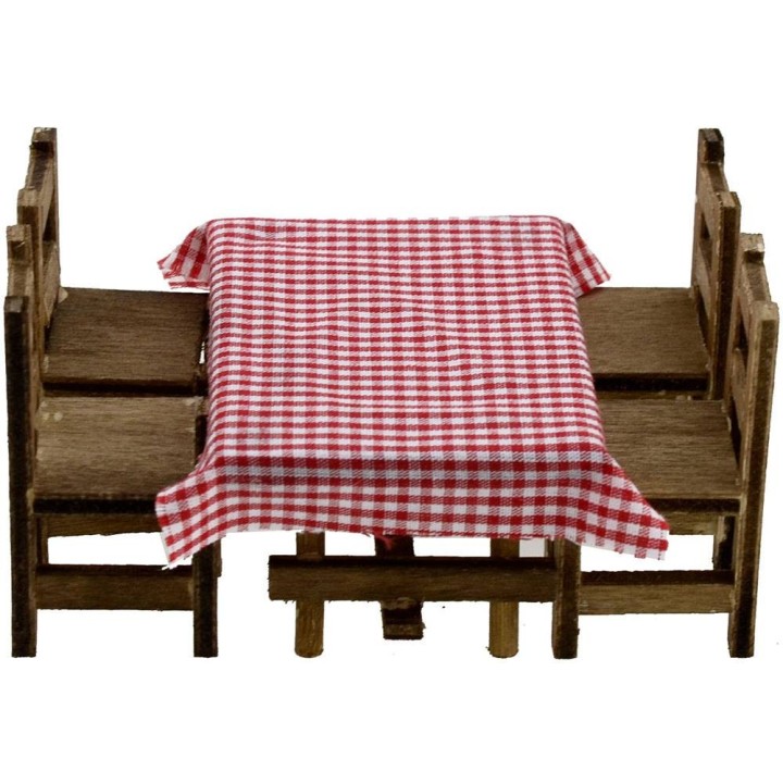 Mesa de madera de 6x4,2x3 cm de altura con 4 sillas