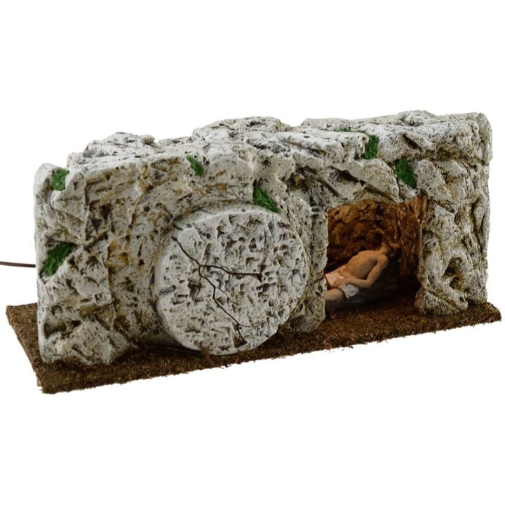 Sepulcro de resina iluminado con Jesús muerto 9 cm Estatuas