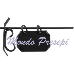 Insegna 8 cm con targa cm 3,7x2,5 in metallo