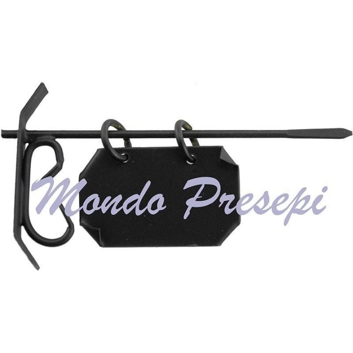 Insegna 8 cm con targa cm 3,7x2,5 in metallo