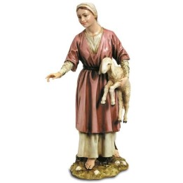 Pastorella con agnello in resina Landi Moranduzzo 20 cm