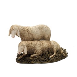 Due pecore in resina Landi Moranduzzo per statue da 20 cm