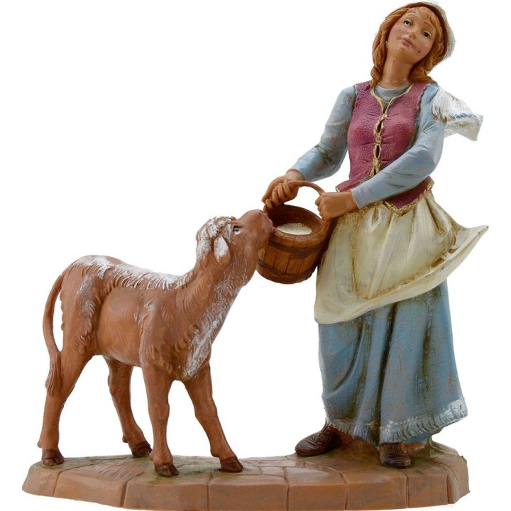 Pastorcilla con ternero 19 cm Fontanini