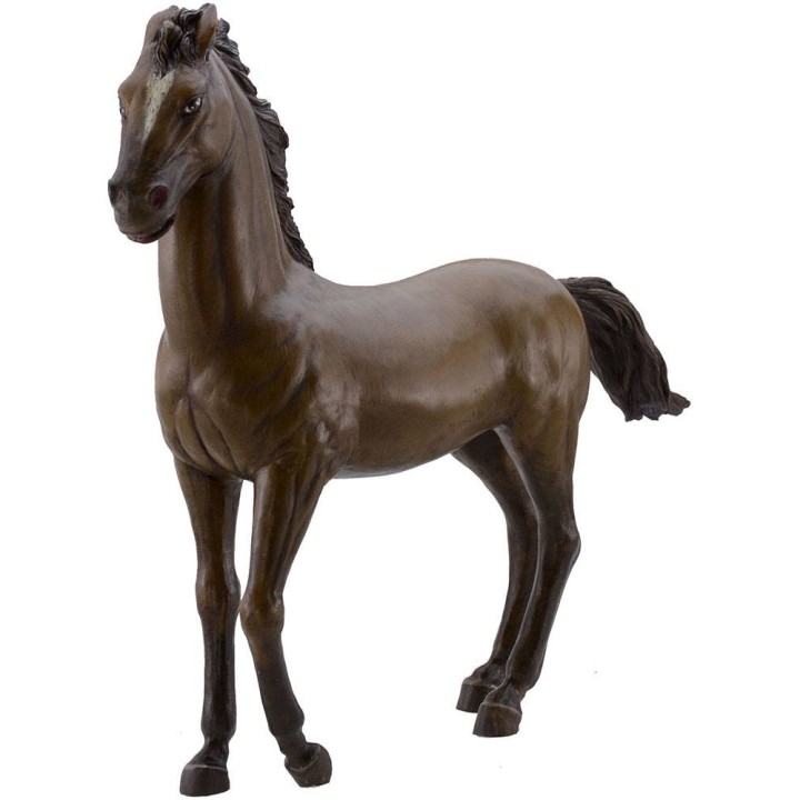 Cavallo marrone al passo in resina per statue da 30 cm