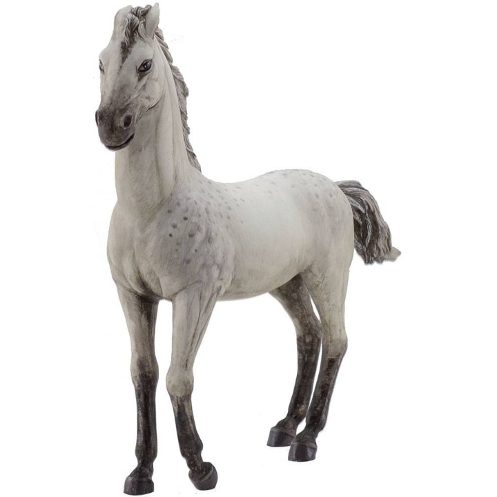 Cavallo bianco al passo in resina per statue da 30 cm