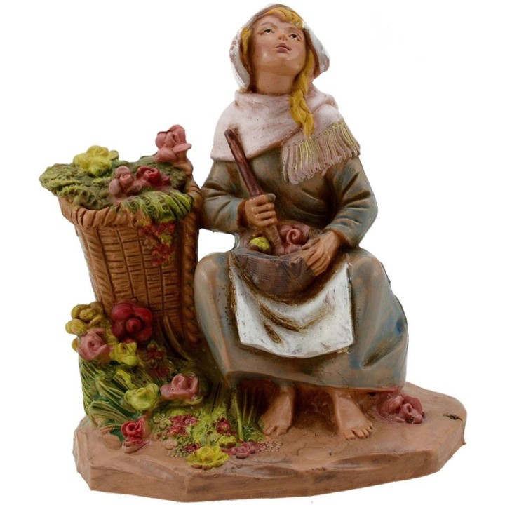 Donna con vasi di fiori serie 12 cm Fontanini