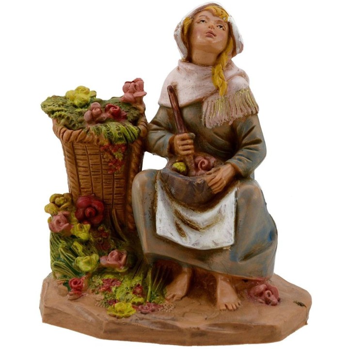 Donna con vasi di fiori serie 12 cm Fontanini