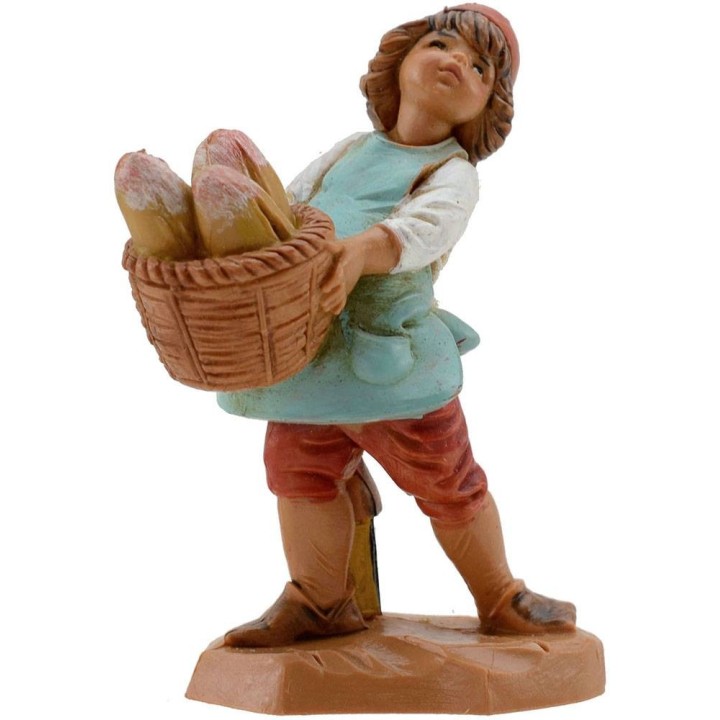 Child with basket of bread series 12 cm Fontanini