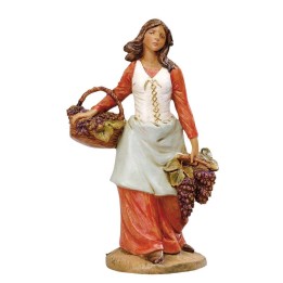 Donna con cesti d'uva 19 cm Fontanini