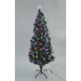 Árbol de Navidad nevado de 60 cm con fibras ópticas de colores