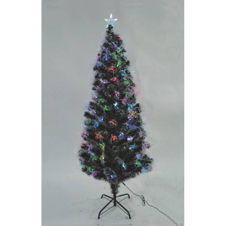 Árbol de Navidad nevado de 60 cm con fibras ópticas de colores