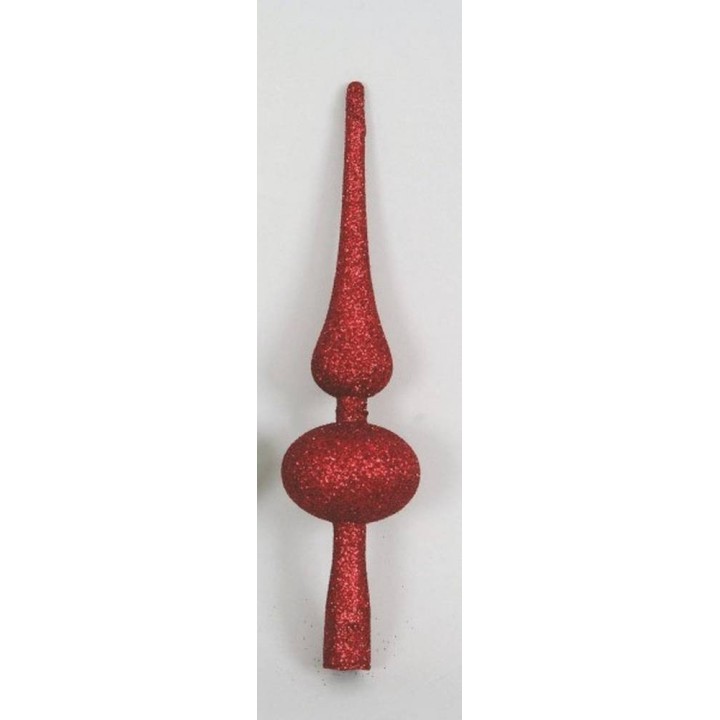 Puntale 28 cm rosso brillantato Natale