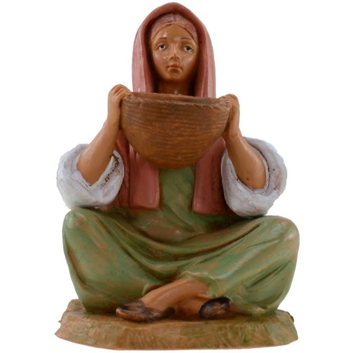 Donna seduta con cesto serie 12 cm Fontanini
