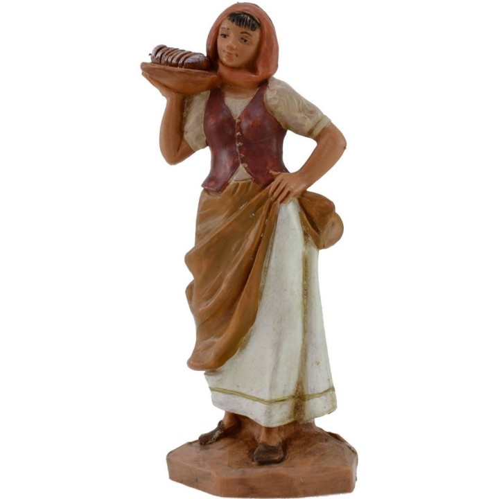 Mujer con cesta de pan 12 cm Fontanini
