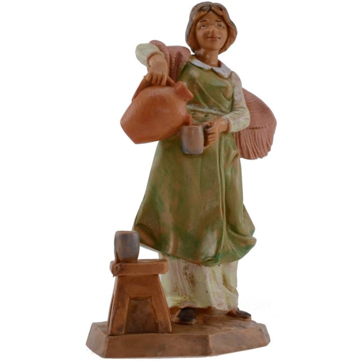 Woman with amphora and glass 12 cm Fontanini