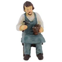 Calzolaio seduto in resina serie 8 cm