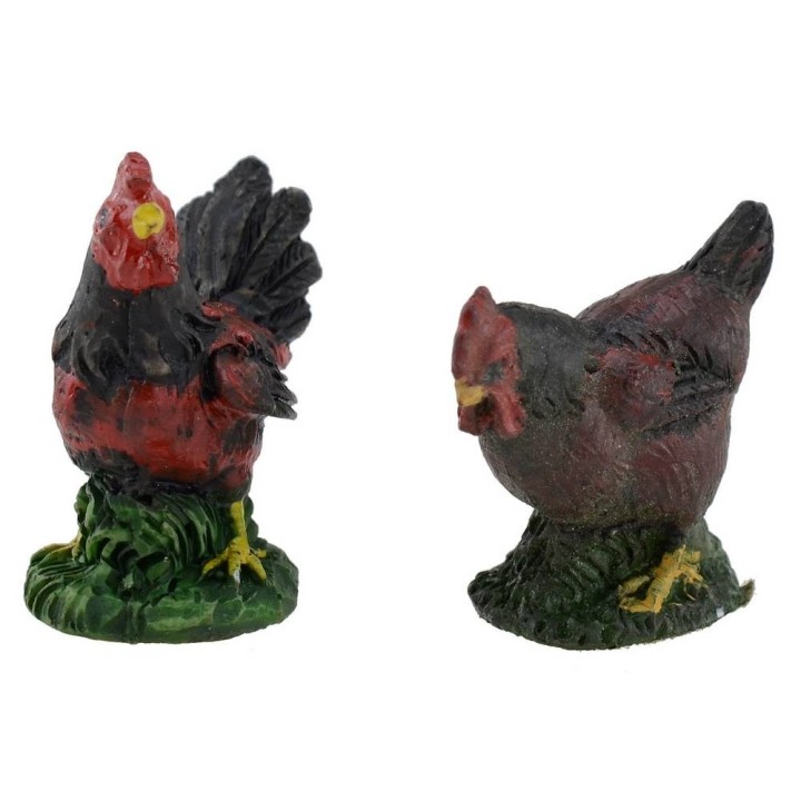 Conjunto de 4 gallinas de resina de 4-5 cm