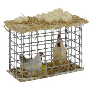 Metal cage with hens cm 4,5x3x4 h.