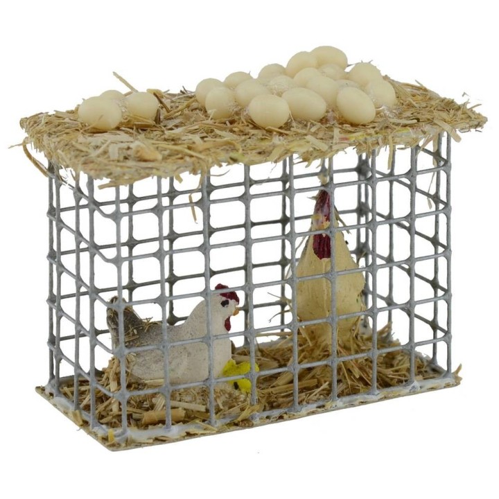 Metal cage with hens cm 4,5x3x4 h.