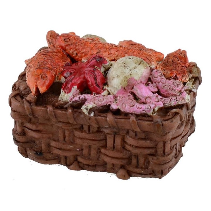Basket with fish in resin 4x3x2 h.