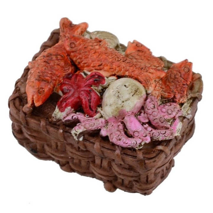Basket with fish in resin 4x3x2 h.
