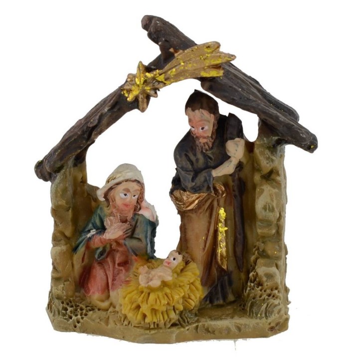 Natività con capanna 3,5 cm in resina