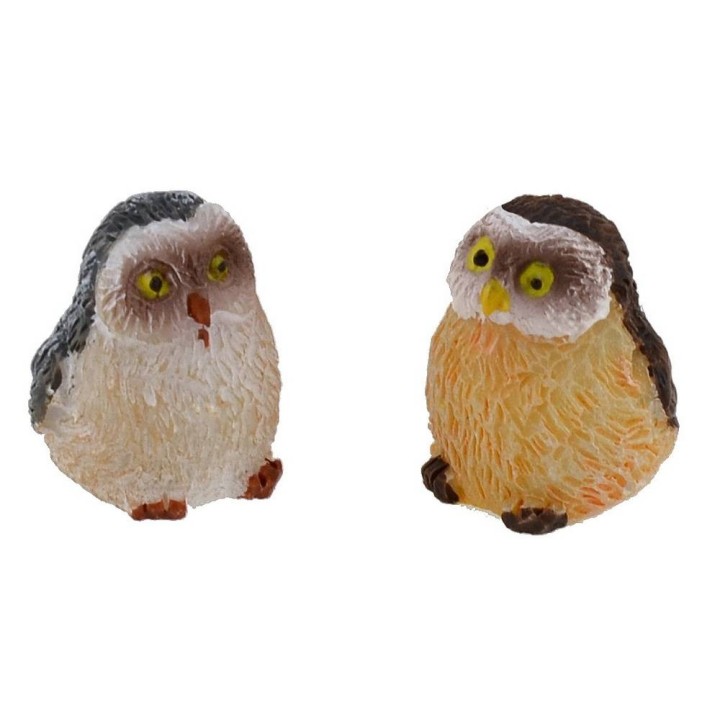 Coppia di gufi per presepe cm 1,4