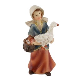 Mujer con ganso de resina 8 cm